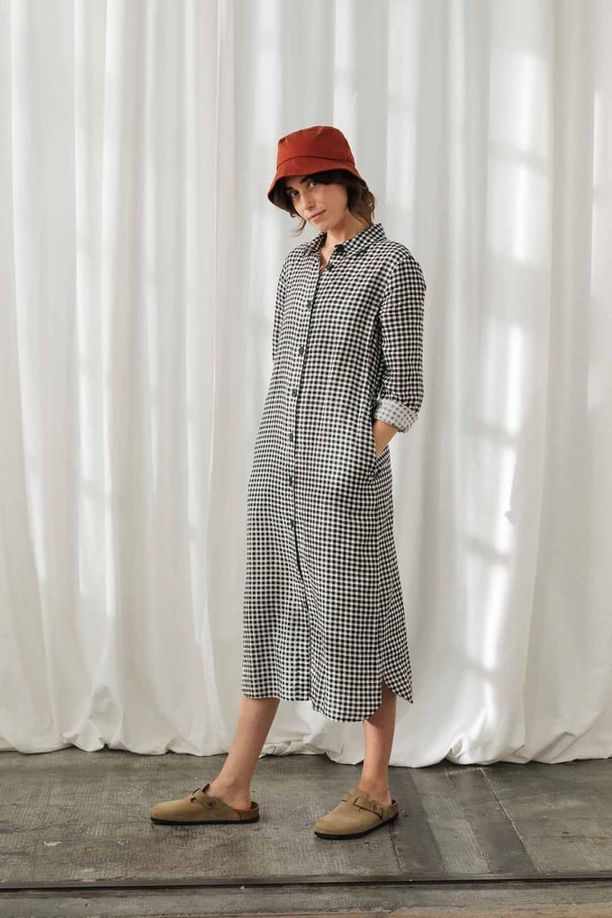 TWOTHIRDS Pollan - Black & White Vichy Größe: L | Blusenkleider Outlet | Damen | Schwarz