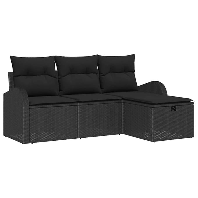 vidaXL - Bankstel - 4 - st - Zwart - poly - rattan