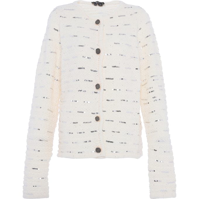 Faina Vest met pailletten Dames wolwit