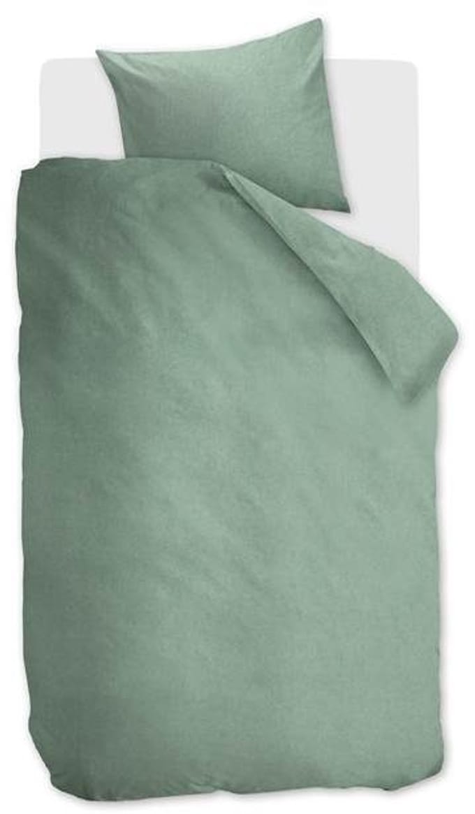 Snoozing Flanel Uni Dekbedovertrek - Eenpersoons - 140x200/220 cm - Grey Green