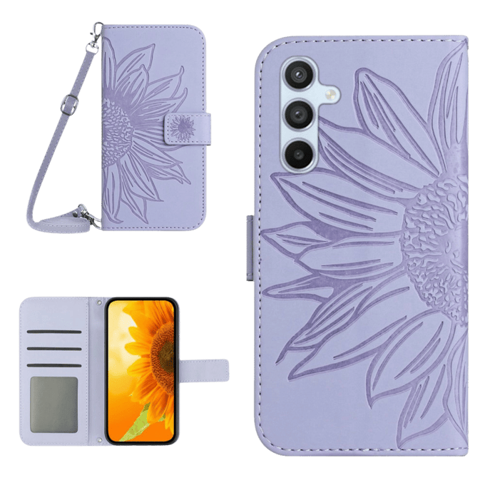 Mocaa Samsung Galaxy S24 FE Sunflower Bookcase met Koord Paars