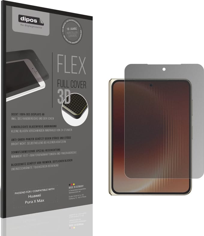 dipos FLEX – Matte Privacy Screenprotector geschikt voor Huawei Pura X Max Aussenseite | Volledige Schermbescherming | Case-Friendly
