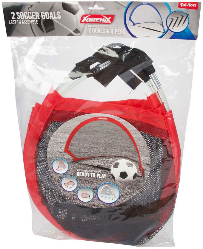 Voetbaldoel pop-up speelset voor kinderen - set van 2 met haringen.