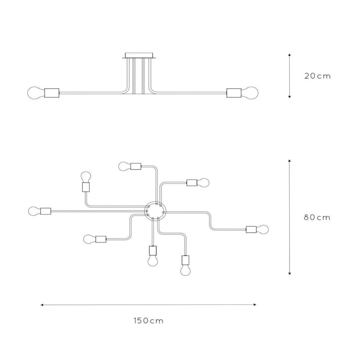 Lucide LESTER - Plafonnière (Plafondlamp) - 8xE27 - Zwart