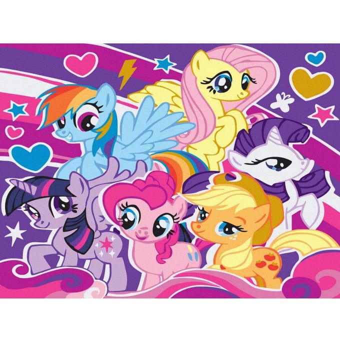 Schilderen op nummer. Kleurrijke pony's.