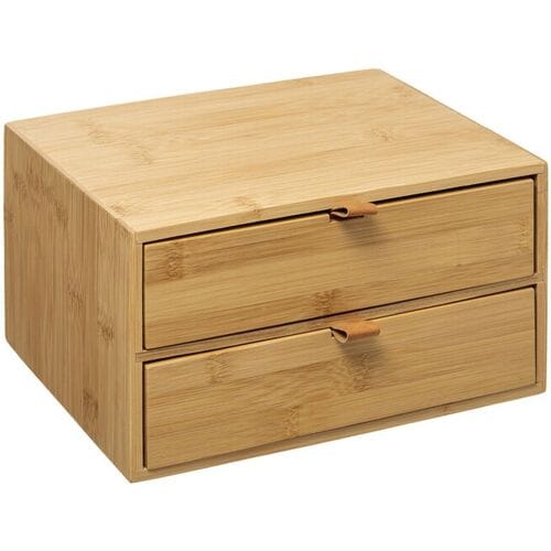 Five® Bamboe Opbergbakje met 2 Lades - Hout - Duurzaam - 25 x 14,5 x 20 cm