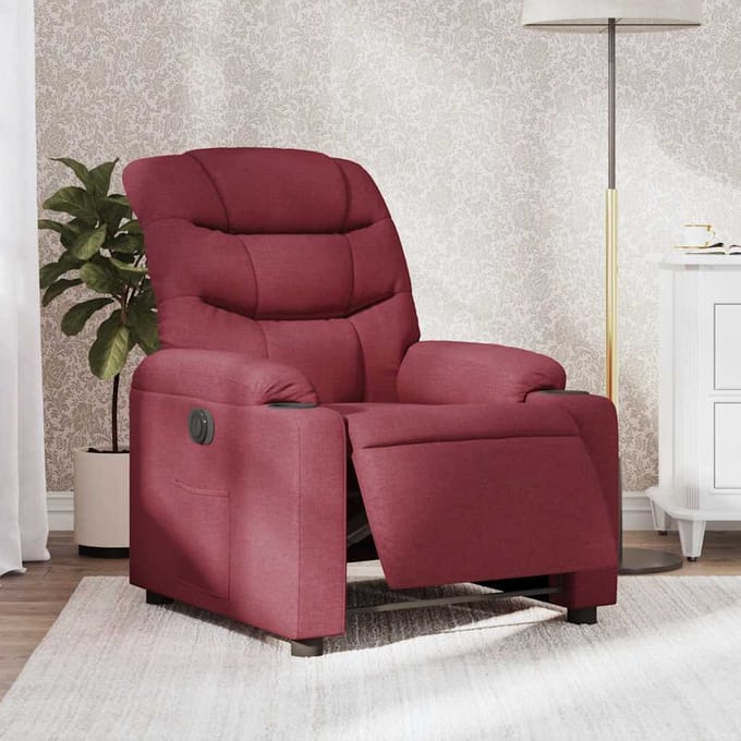 vidaXL - Fauteuil - verstelbaar - elektrisch - stof - wijnrood