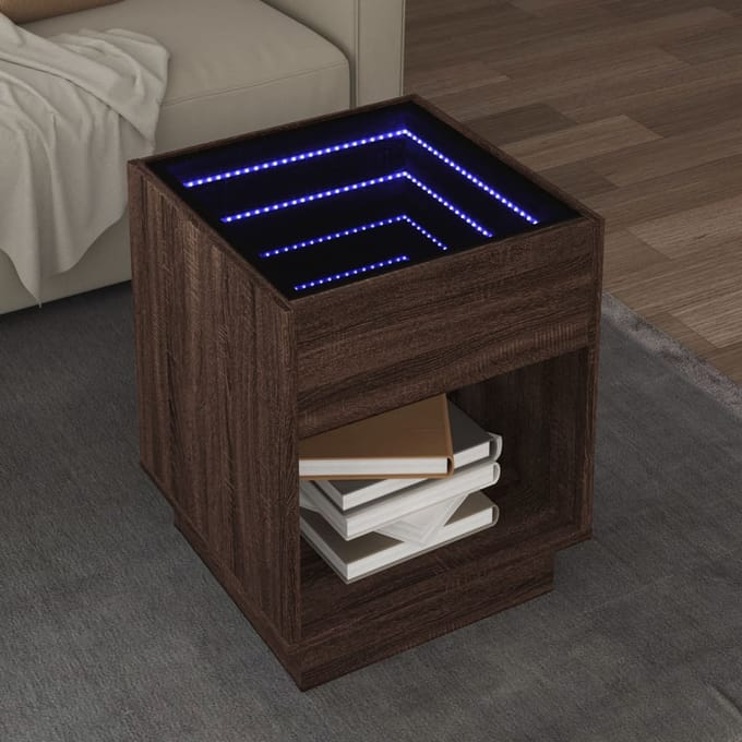 vidaXL - Salontafel - met - Infinity - LED - 40x40x50 - cm - bruin - eikenkleurig