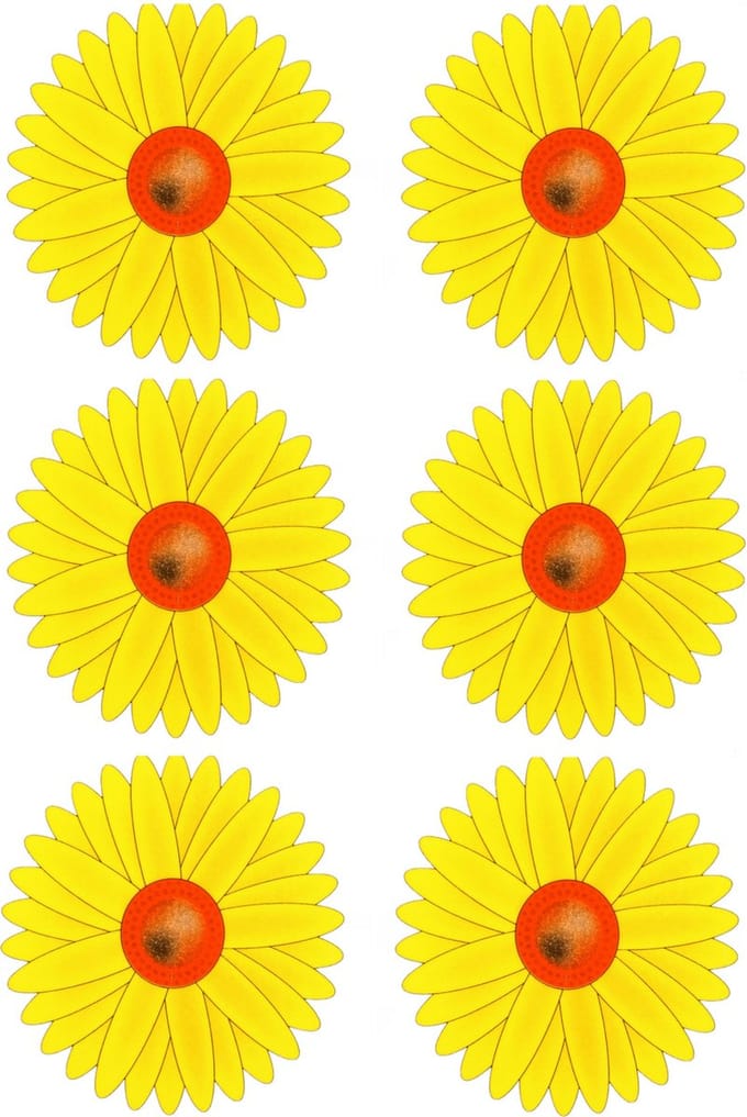 Sunnydays Fruitvliegjes val zonnebloem raamsticker - 6x stickers - geel - diameter 8,5