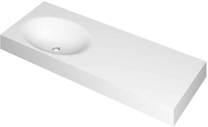 INK Smooth Wastafel Polystone Rechts Zonder Kraangat - 1200x450x90 mm - Mat Wit