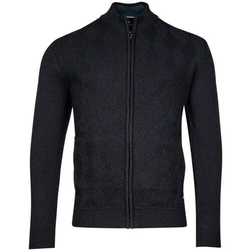 Baileys Vest Cardigan Zip Front Diagonal Structure Knit Navy / male