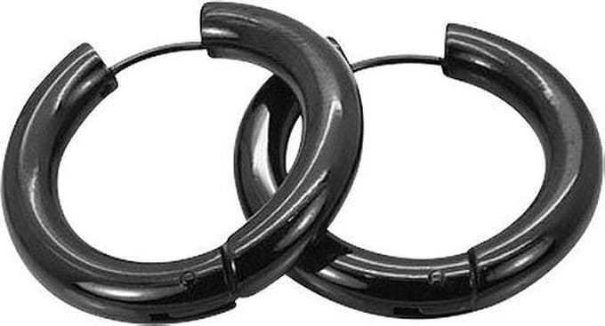 Amanto Oorbellen Davz Black - 316L Staal - 3mm - ∅20mm