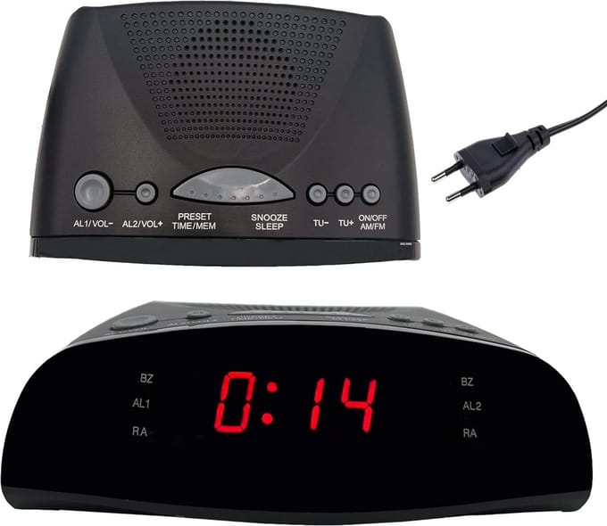 Digitale wekker met LED-display, dubbel alarm en FM-wekkerradio