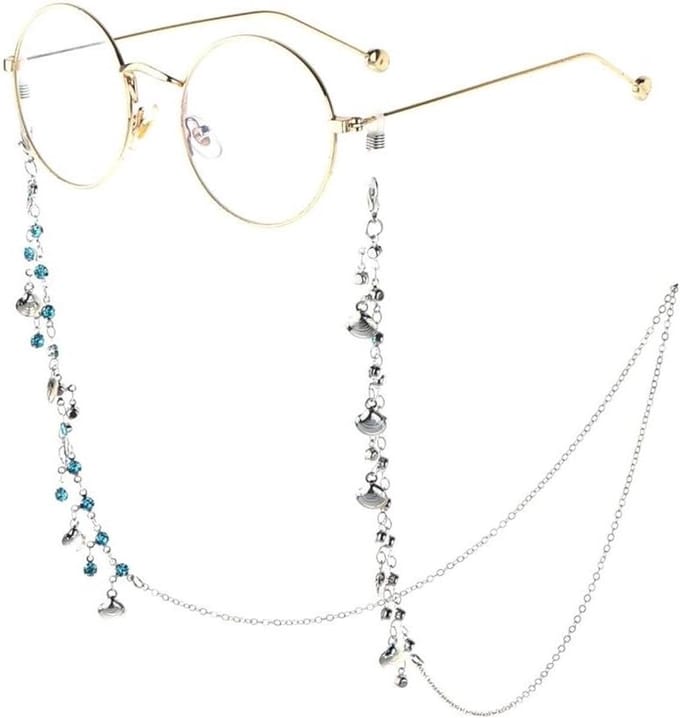 Strass Schelp Ketting Bril Ketting Leesbril Lose Ketting Bril Accessoires(Argento)
