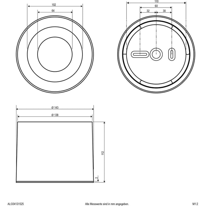 EVN LED plafondspot ALG54, Ø 21,3 cm antraciet