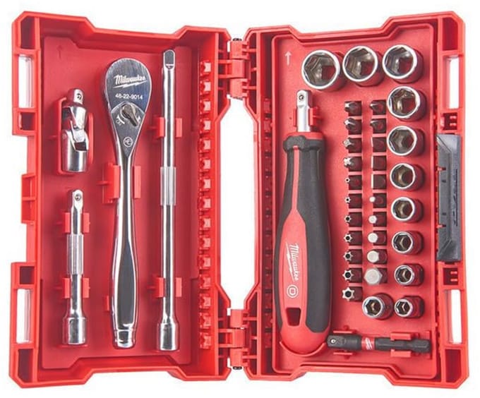 Ratchet, Socket and Bit Set - 38-Piece 1/4 Inch