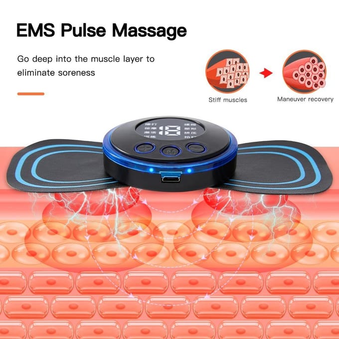 Elektrische EMS Nek Massager Mini Cervicale Rug Patch Stimulator Massageador Mat Draagbaar Gel Pad Stickers Slank black