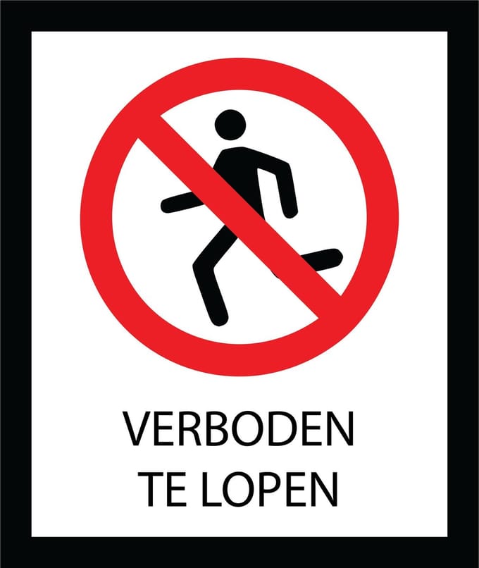 Bord ISO7010 Verboden te lopen 20 x 24 cm