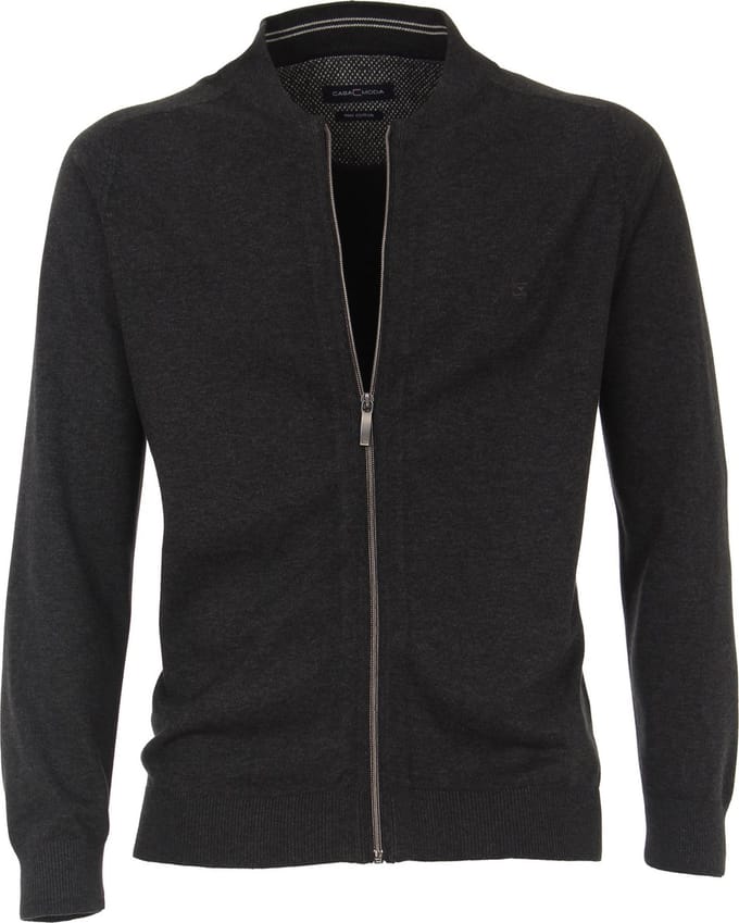 CASA MODA heren vest katoen - met rits - antraciet grijs