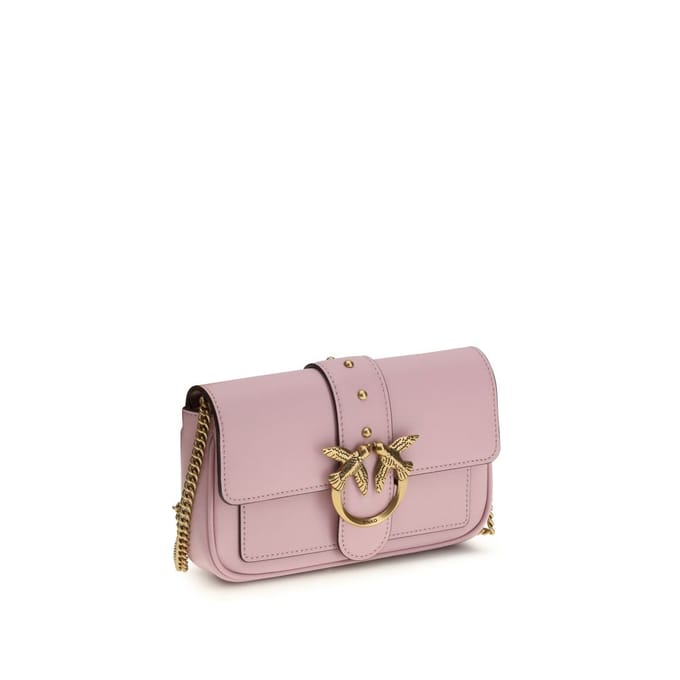 PINKO schoudertas Love One Pocket C Light Pink + Antique Gold roze
