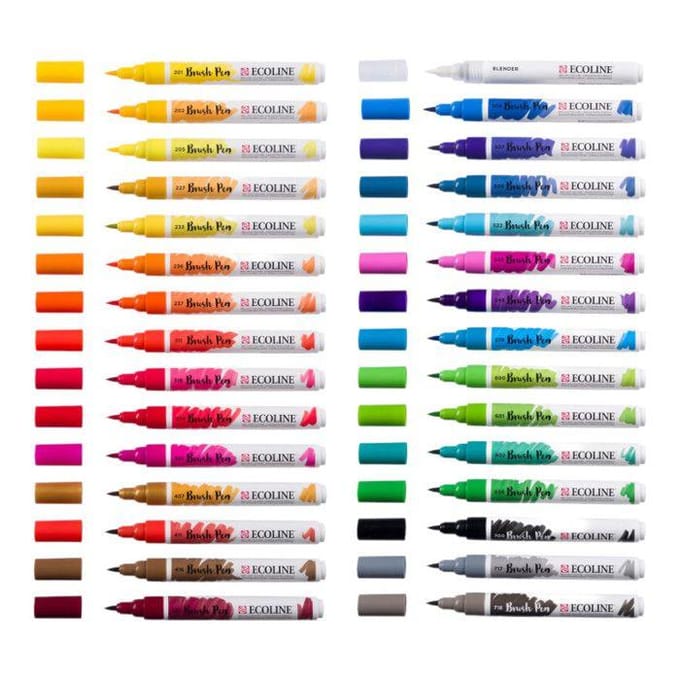 Bruynzeel Ecoline Brush Pen Set Primary 30 Colors