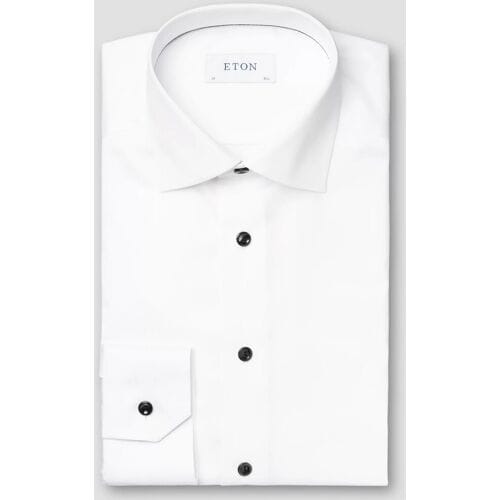 Eton Overhemd Uni Signature Twill Contrast Buttons Wit / male
