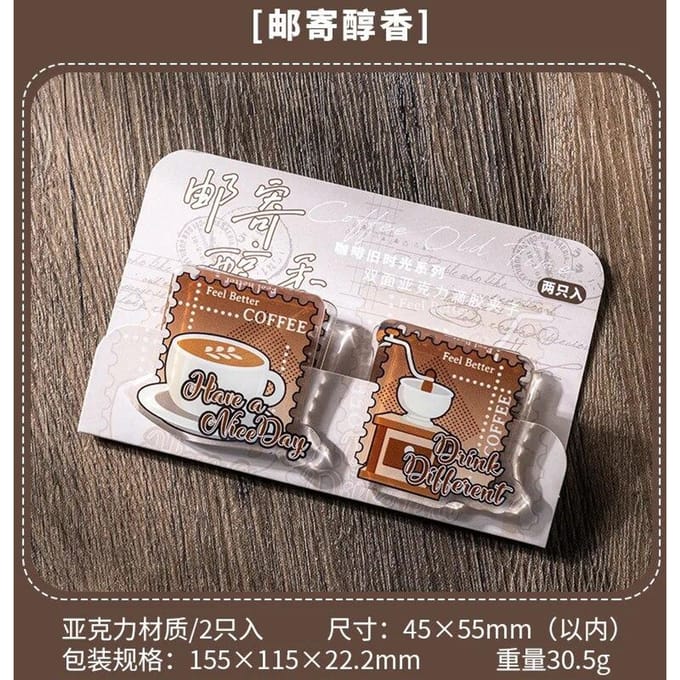 2 stks/partij Koffie Tijd Acryl Clips School Office Supply