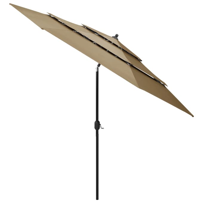 vidaXL - Parasol - 3-laags - met - aluminium - paal - 3 - m - taupe