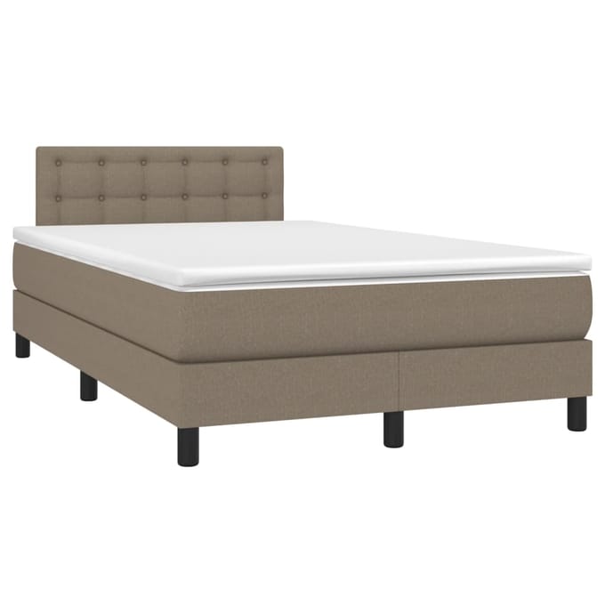 vidaXL - Boxspring - met - matras - en - LED - stof - taupe - 120x200 - cm
