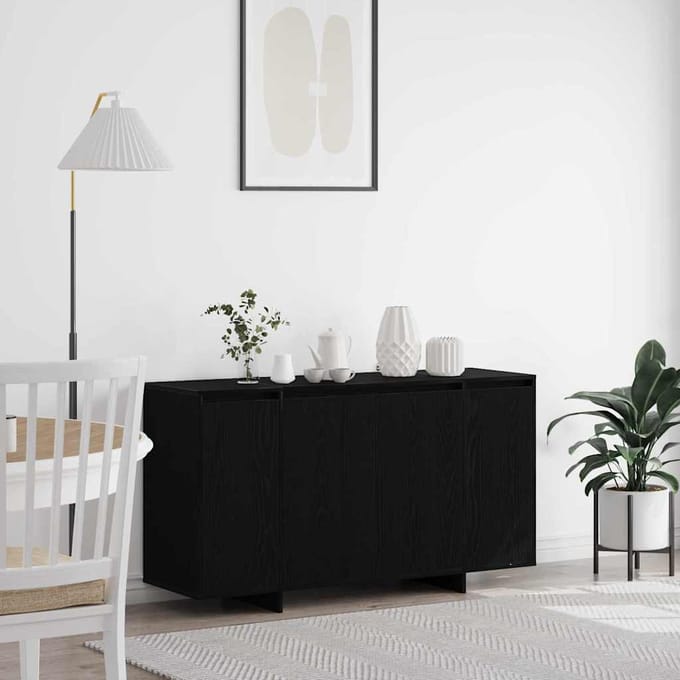 vidaXL - Dressoir - Zwart - Eiken - 135 - x - 41 - x - 75 - cm - Bewerkt - hout