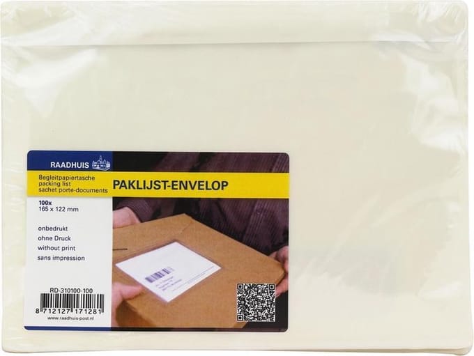 Raadhuis paklijstenvelop A6 - 165x122mm - onbedrukt - 100 stuks