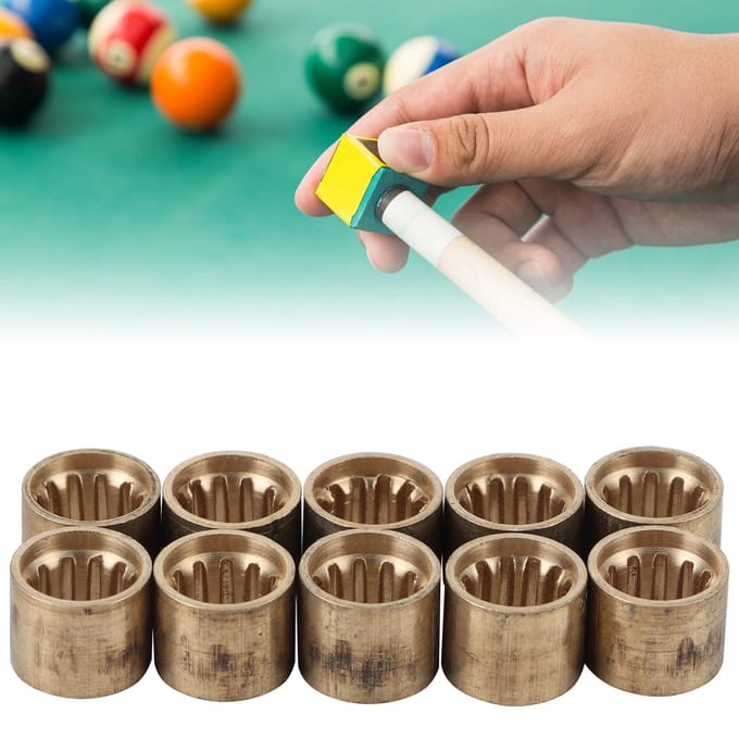 10 stuks Biljart Keu Messing Tip Snooker Koper Pool Ferrule Reparatiegereedschap Accessoires 9.5MM met Tanden brown