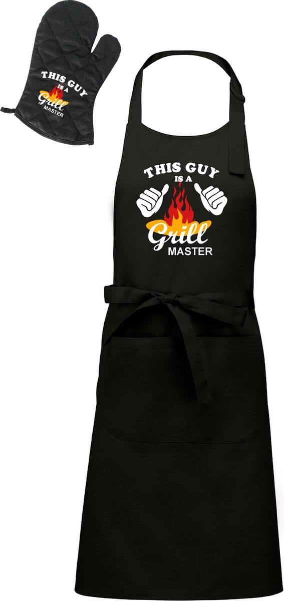 Mijncadeautje - Barbecueschort - This guy is a Grill Master - zwart - BBQ handschoen