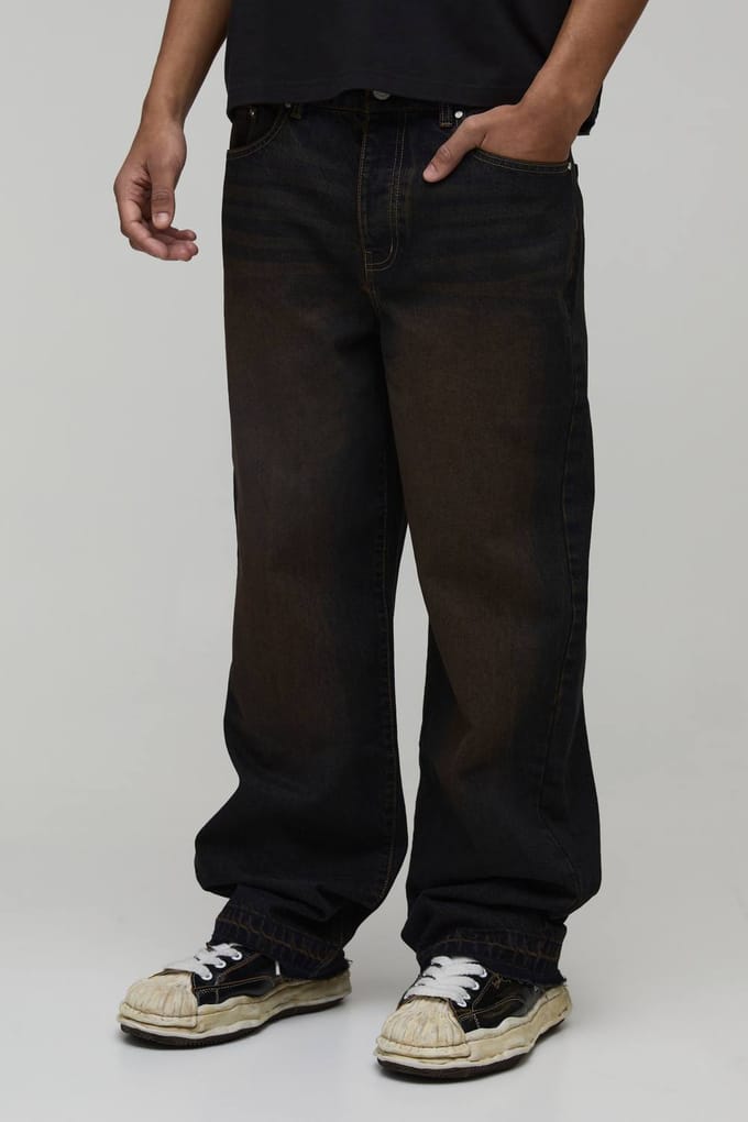 Getinte Gewassen Omgeslagen Zoom Relaxed Fit Jeans | Dark Wash | Size 32R