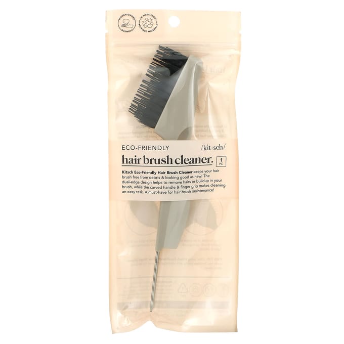 Kitsch, nettoyant écologique pour brosse à cheveux, gris, 1 brosse beige