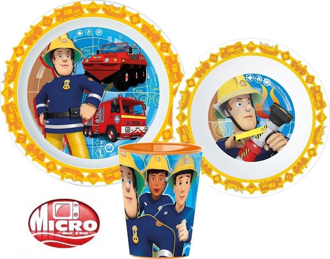 Brandweerman Sam - 3 delige kinderservies set geel