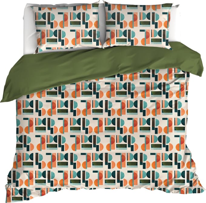 De Witte Lietaer Dekbedovertrek Lisboa, Grenoble Green - 200 x 200/220 - Katoen Percal