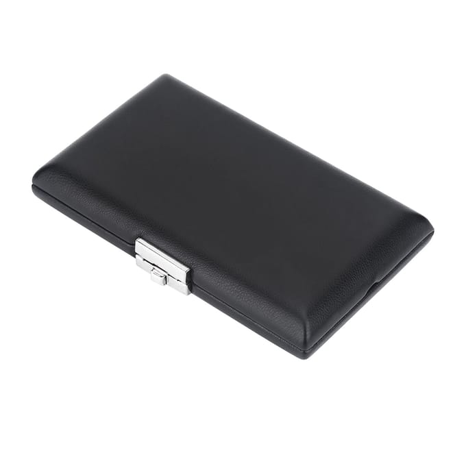 PU Leer Cover Zwart Fagotrietjes Container Doos Koffer met Sleuven voor 6 stuks Rietjes black