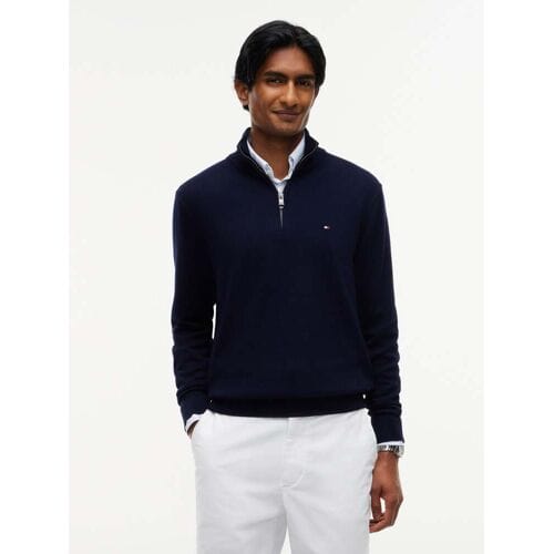 Tommy Hilfiger Tommy Hilfiger Half Zip Pullover Pima ORG Cotton/Cashemer Zip Mock Navy Blue  L