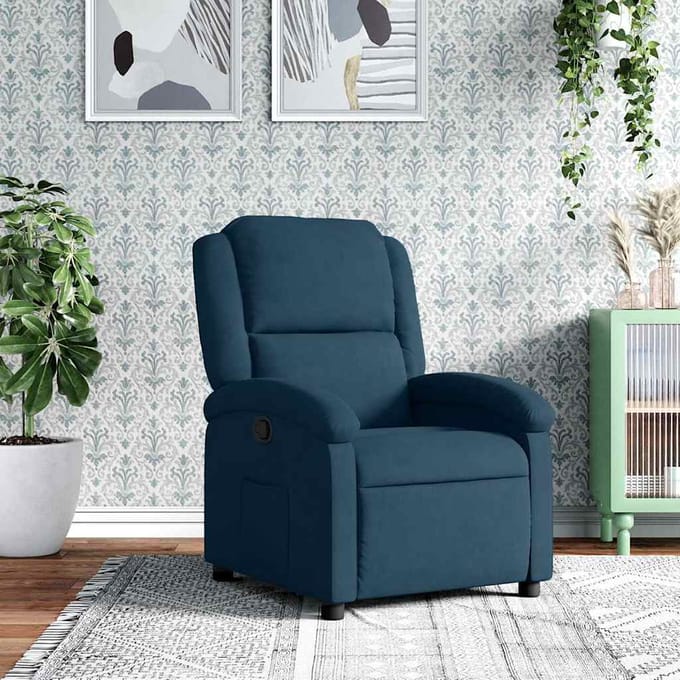 vidaXL - Fauteuil - verstelbaar - fluweel - blauw