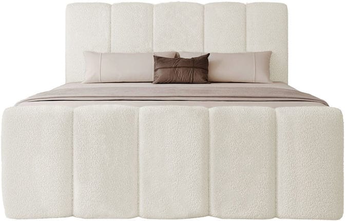 Boxspringbed Manitoba - Bouclé stof - 180 x 200 cm - Incl. Opbergvak - Crème