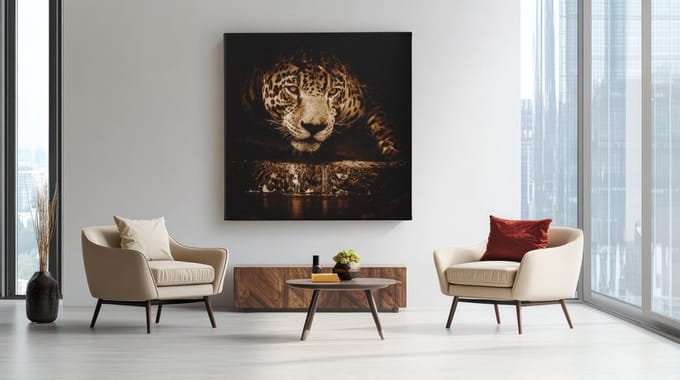 Vierkant Canvas Schilderij - Wilde Dier - Luipaard - Wanddecoratie - Dieren Kunst - 60 x60 cm
