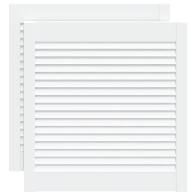 vidaXL - Kastdeuren - met - lamellen - 2 - st - 61,5x59,4 - cm - grenenhout - wit