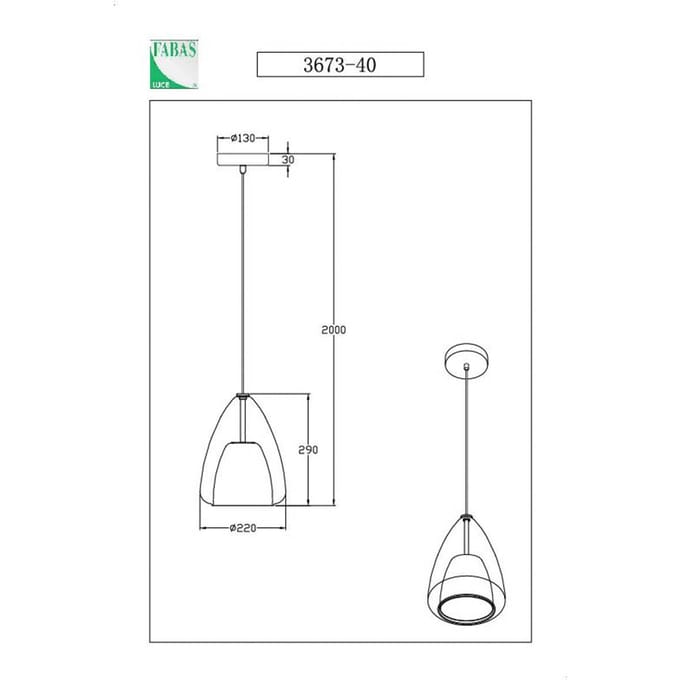 Fabas Luce Britton hanglamp, 1-lamp, grijs-transparant, glas