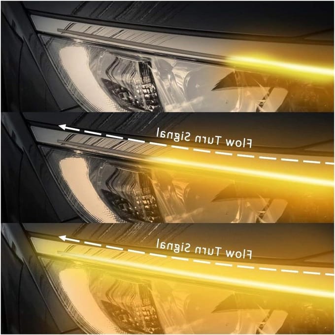 LED Strip Auto - Dagrijverlichting Signaallamp - Verbeter Zichtbaarheid - Flexibel Snijdbaar Ontwerp - 60 Cm Lengte - Wit Amber