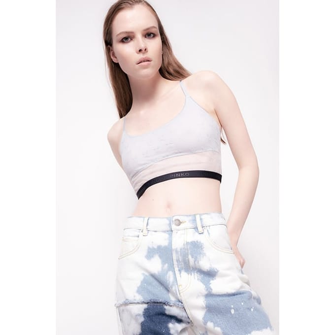 PINKO Jacaranda Top Pizzo Indemaglia Azure/blue Größe: M | Tanktops Outlet | Damen | Blau