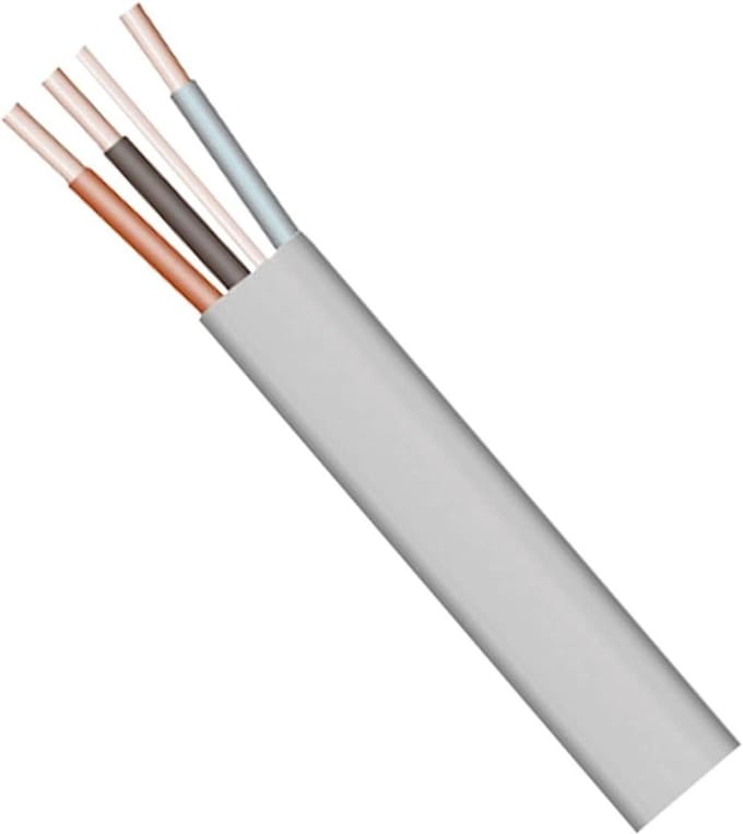 1mm Flat 3 Wire Cable Plus Ground 6243Y 5 Meters Gray White - Bulk Hardware BH01439 stroomkabel 3 aderige