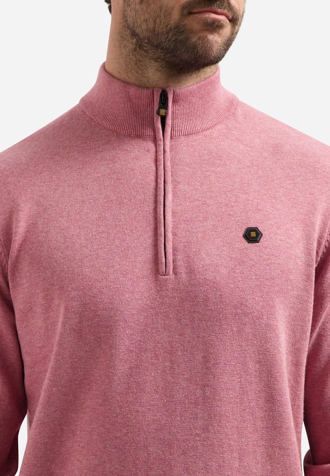 No Excess Pullover su collar half zip 2 colou old pink