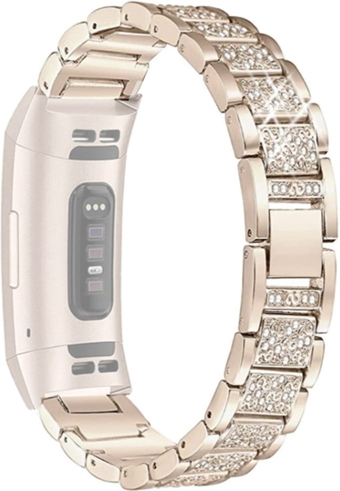 Stalen bandje - RVS - geschikt voor Fitbit Charge 5 / Charge 6 - retrogoud