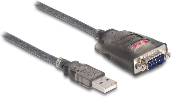 Delock Adapter USB 2.0 Type-A to 1 x Serial RS-232 D-Sub 9 pin male with nuts with 3 x LED 0.2 m